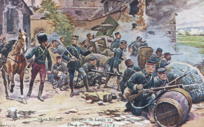 Soldats belges dfendant Lige